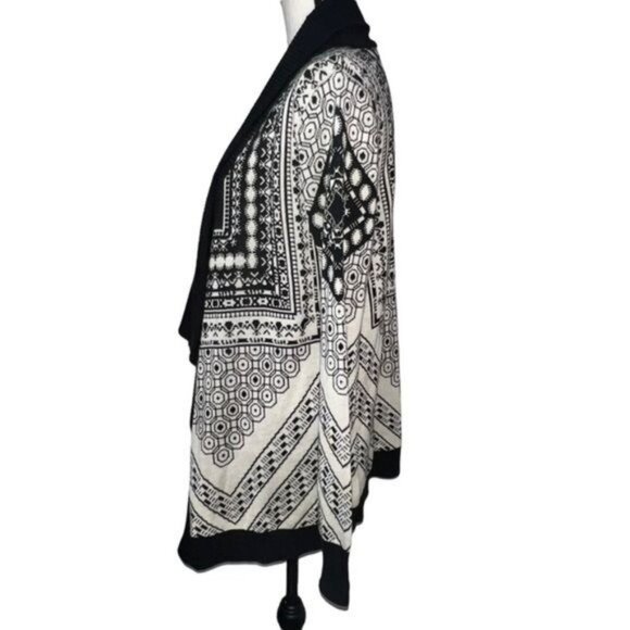 Staring At Stars Womens Open Front Knit Cardigan Black & White Geometric Size S - Picture 3 of 12
